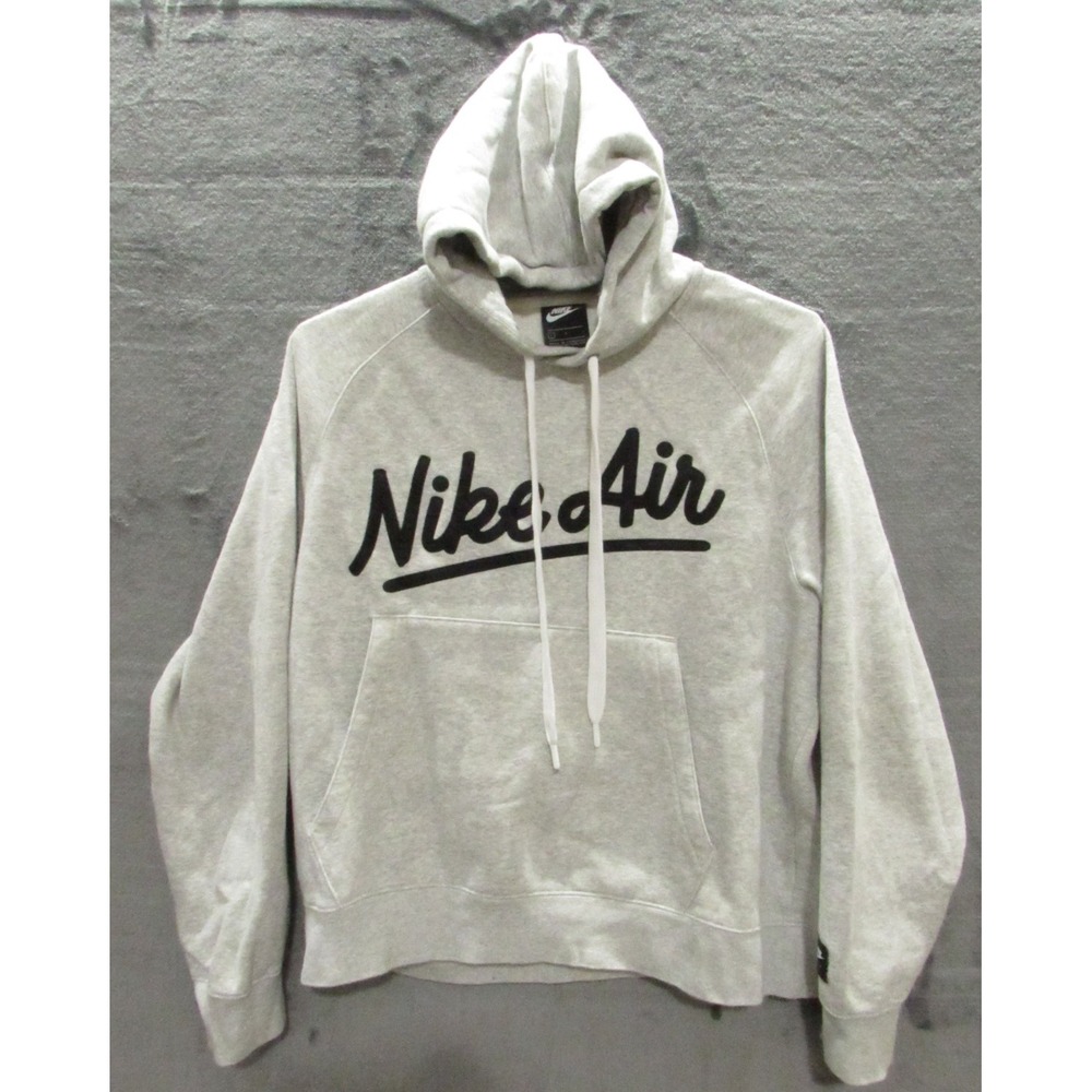 Nike Air Pullover Hoodie Gray with pockets draw strings Mens L Large Nice